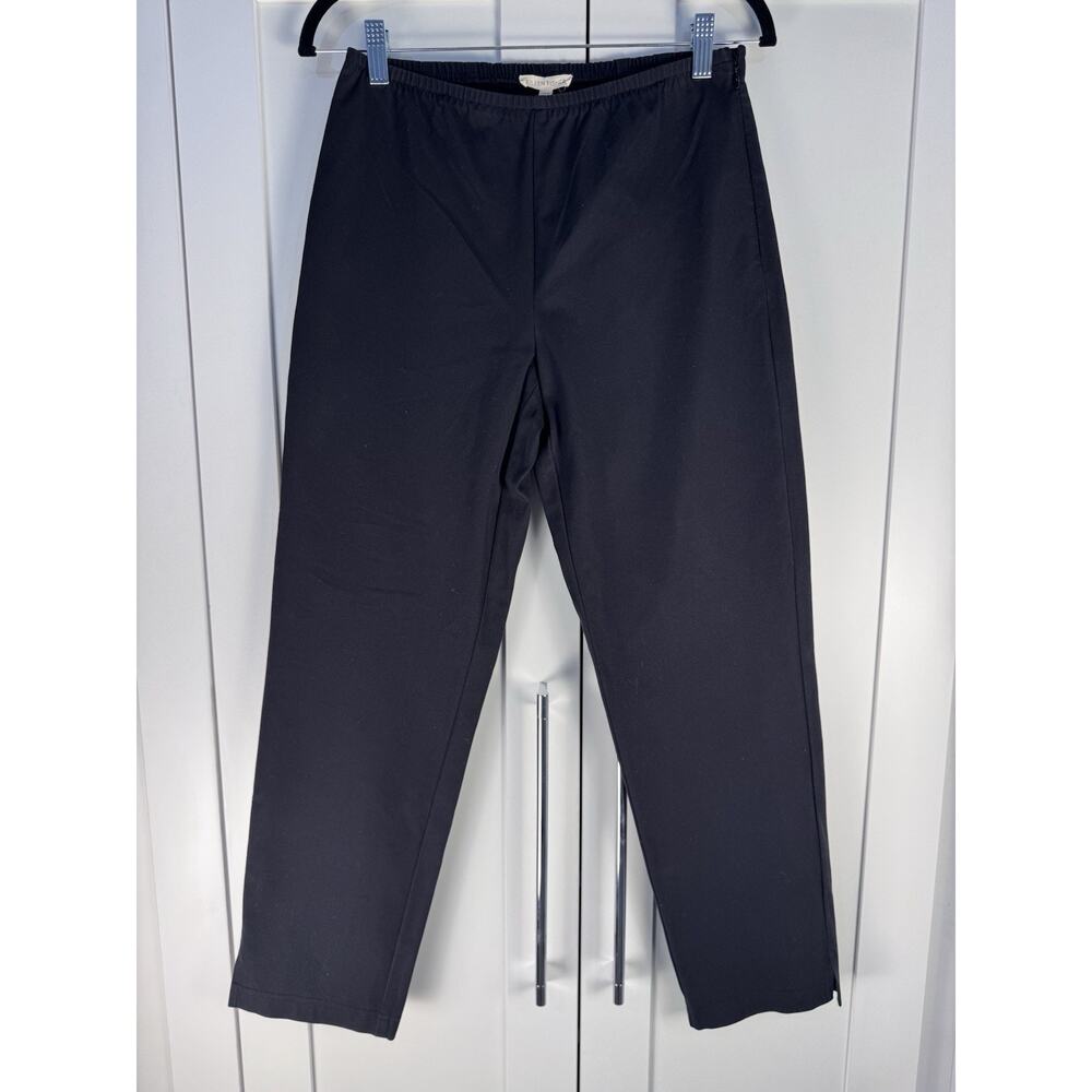 EILEEN FISHER Black Cotton Stretch Side Zip Ankle Pants Sz XS Career Minimalist